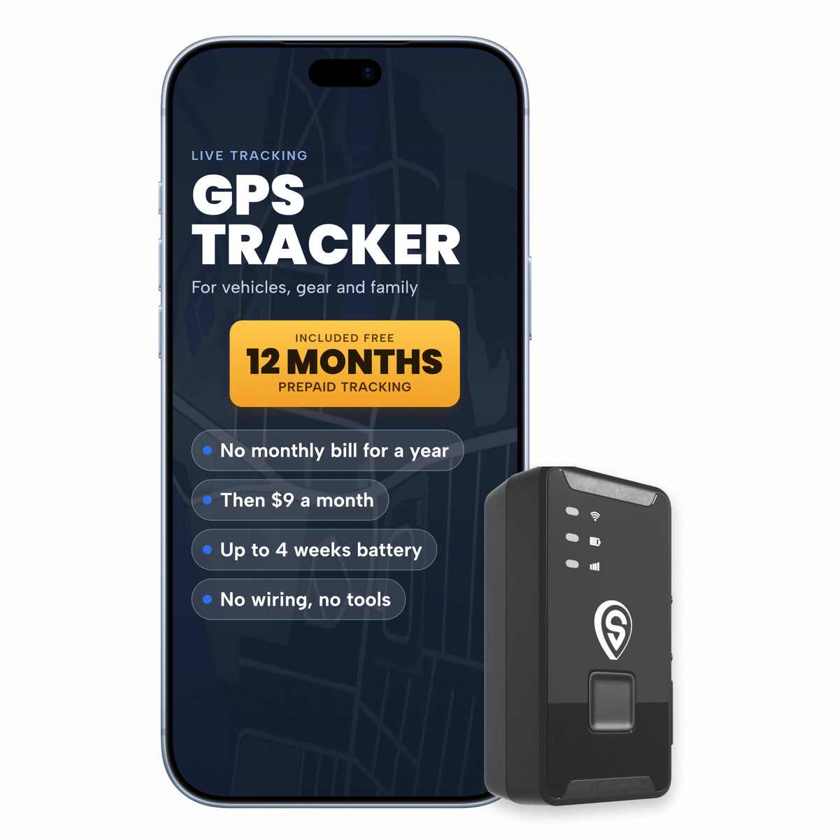 ShadowTrack - Battery powered GPS Tracker  - With Prepaid Subscription